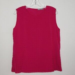 Dalia Pink Laser Cut Tank Top Blouse